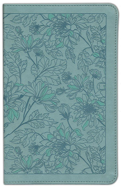 KJV Personal Size Giant Print Bible/Filament Enabled Edition-Floral Leaf Teal LeatherLike Indexed