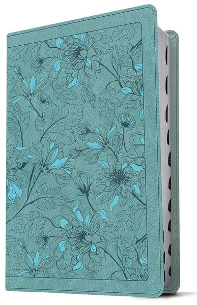 KJV Personal Size Giant Print Bible/Filament Enabled Edition-Floral Leaf Teal LeatherLike Indexed