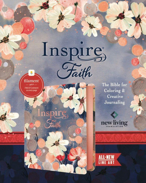 NLT Inspire Faith Bible Filament Enabled Edition-Watercolor Garden LeatherLike