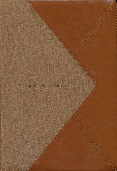 NLT Large Print Thinline Reference Zipper Bible Filament Enabled Edition-Messenger Stone & Camel LeatherLike