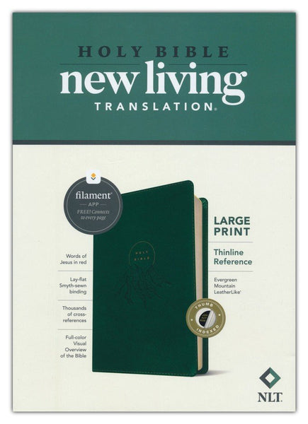 NLT Large Print Thinline Reference Bible Filament Enabled Edition-Evergreen Mountain LeatherLike Indexed