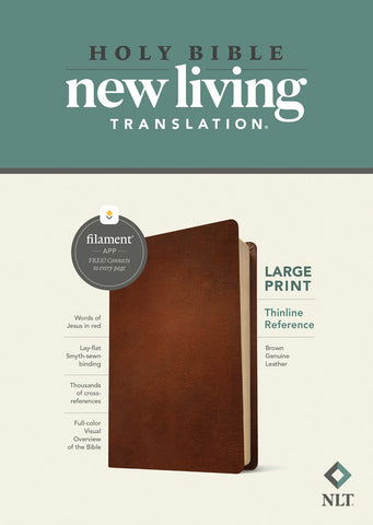 NLT Large Print Thinline Reference Bible Filament Enabled Edition-Brown Genuine Leather