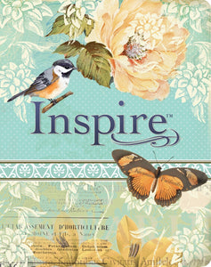 NLT Inspire Bible-Silky Vintage Blue/Cream LeatherLike