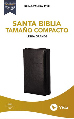 Span-RVR 1960 Large Print Compact Bible (Santa Biblia Letra Grande/Tamano Compacto)-Black Leathersoft