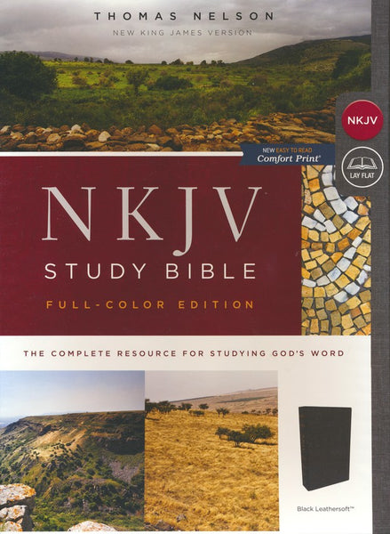 NKJV Study Bible (Full-Color) (Comfort Print)-Black Leathersoft