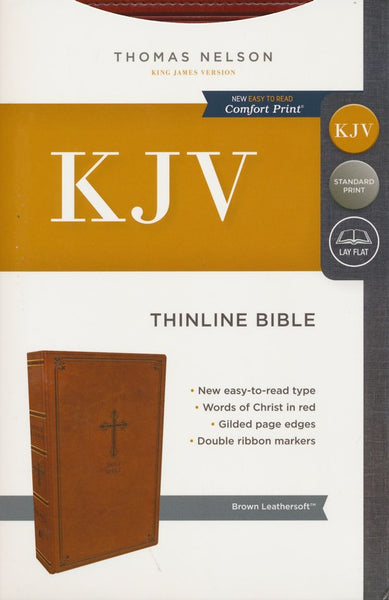 KJV Thinline Bible (Comfort Print)-Chestnut Leathersoft