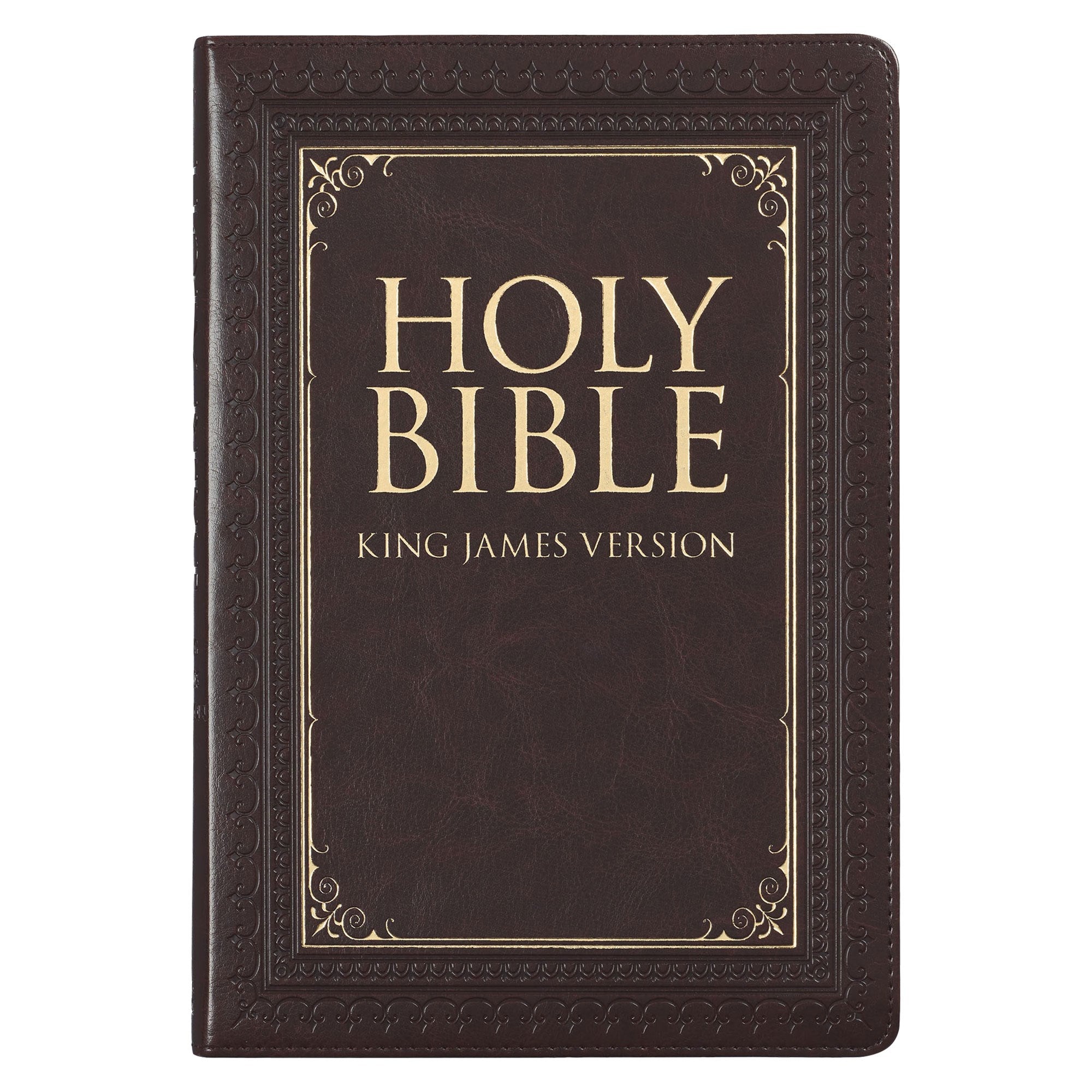 KJV Large Print Thinline Bible-Dark Brown Faux Leather Indexed