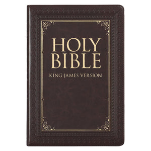 KJV Large Print Thinline Bible-Dark Brown Faux Leather Indexed