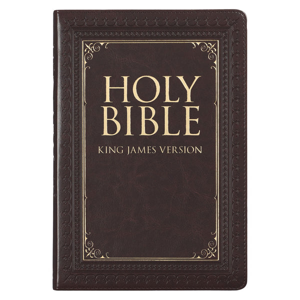 KJV Large Print Thinline Bible-Dark Brown Faux Leather Indexed