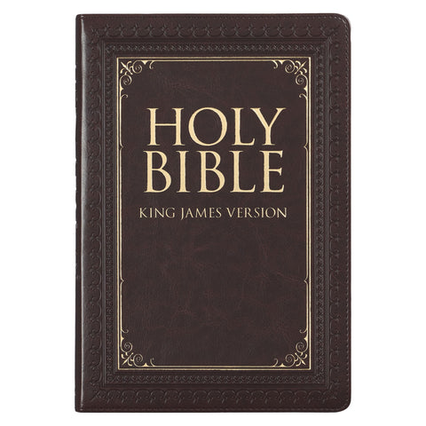 KJV Large Print Thinline Bible-Dark Brown Faux Leather Indexed