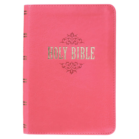 KJV Large Print Compact Bible-Pink Faux Leather