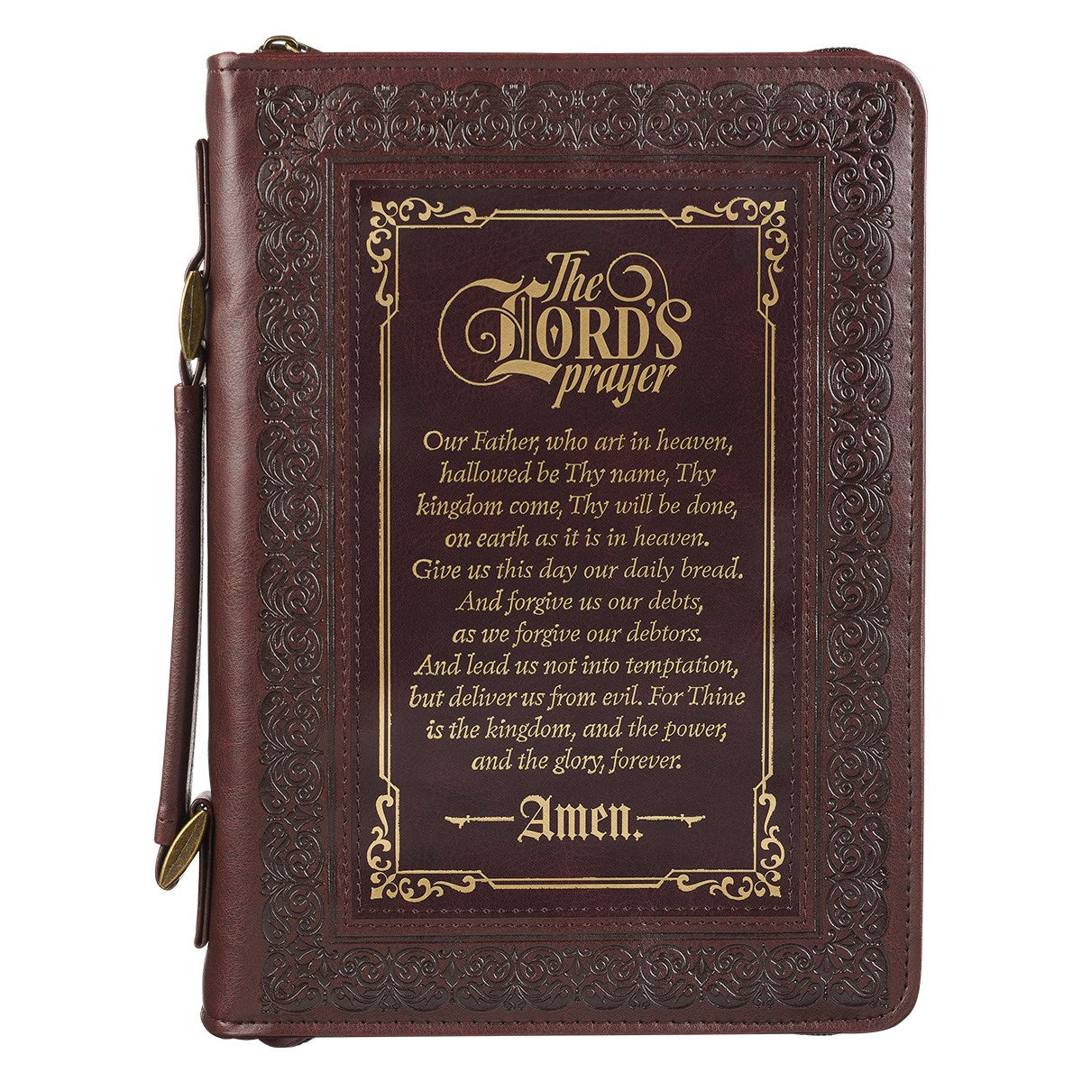 Bible Cover-Classic-The Lord's Prayer-Matthew 6:9-13-Brown-MED