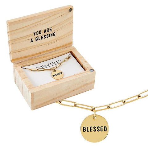 Necklace-Link Chain in Wooden Box-Blessed (17" w/2"Extender)