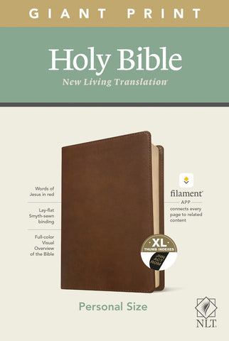 NLT Personal Size Giant Print Bible: Filament Enabled, Rustic Brown LeatherLike Indexed Edition