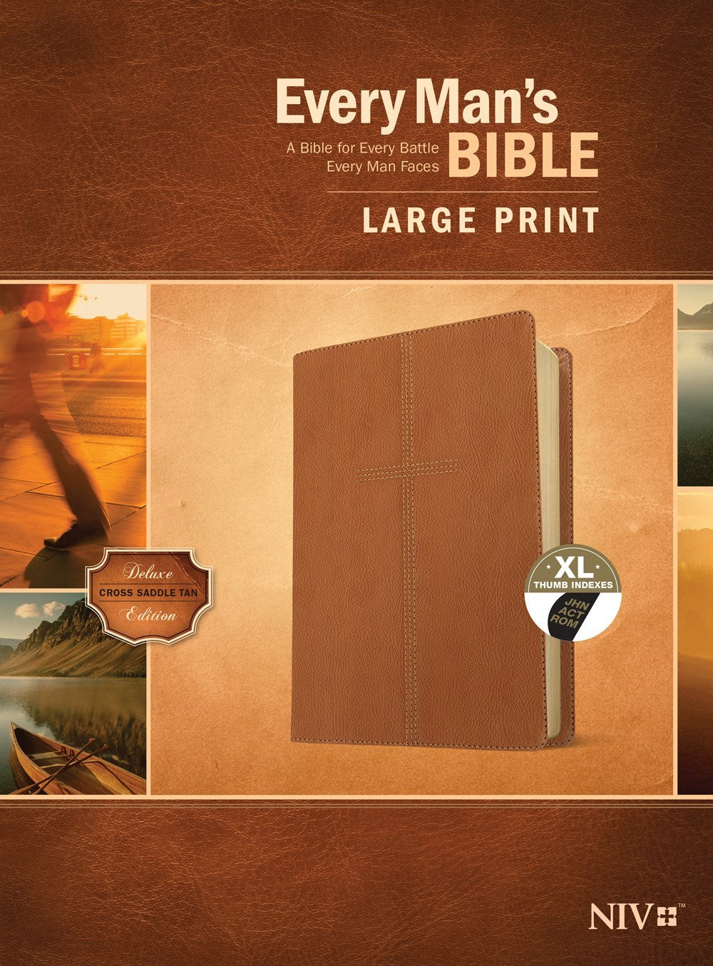 NIV Every Man's Bible/Large Print-Cross Saddle Tan LeatherLike Indexed