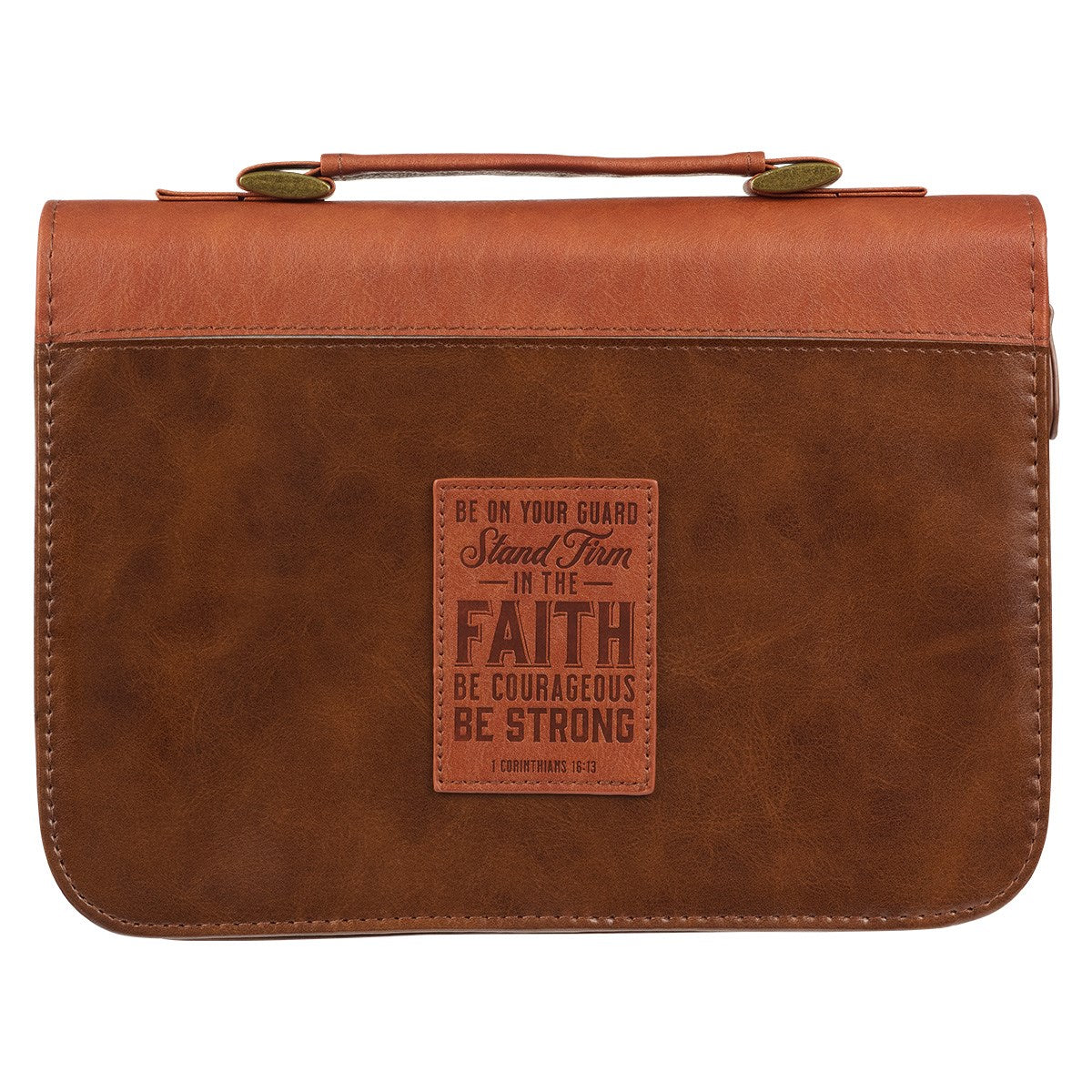 Bible Cover-Classic Luxleather-Stand Firm In The Faith-MED