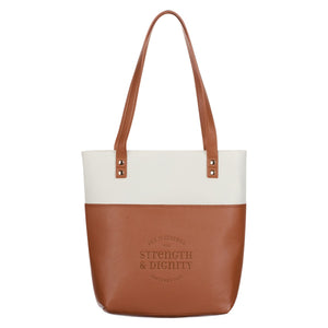 Tote Bag-Fashion-Strength & Dignity-Tan/Brown