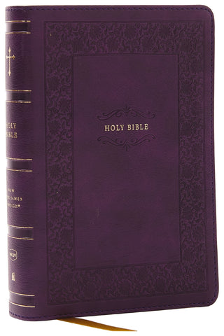 NKJV Compact Paragraph-Style Reference Bible (Comfort Print)-Purple Leathersoft