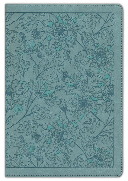 NLT Large Print Thinline Reference Bible/Filament Enabled Edition-Teal Floral LeatherLike