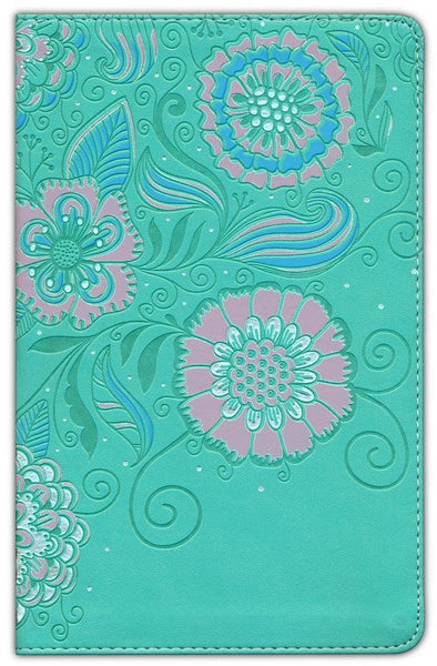 NLT Girls Life Application Study Bible, LeatherLike Teal/Pink Flowers | Life Application Notes, Full-Color Sections, Foundations for Faith, ECPA Award Finalist