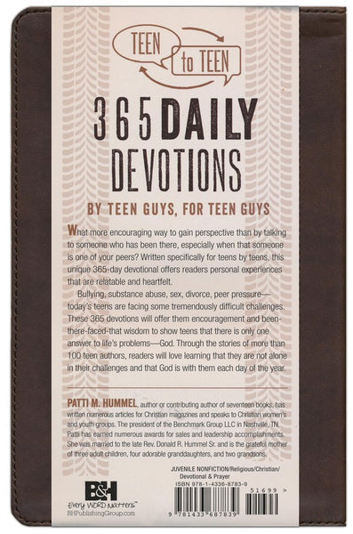 Teen to Teen: 365 Daily Devotions by Teen Guys for Teen Guys (Imitation Leather Edition)