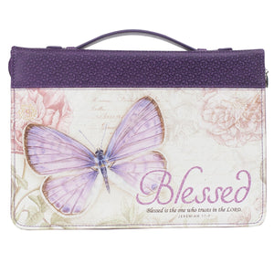 Bible Cover-Classic-Butterfly Blessings/Blessed-LRG