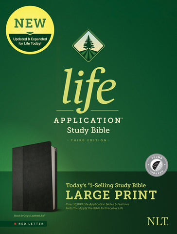 NLT Life Application Study Bible/Large Print (Third Edition) (RL)-Black/Onyx LeatherLike Indexed