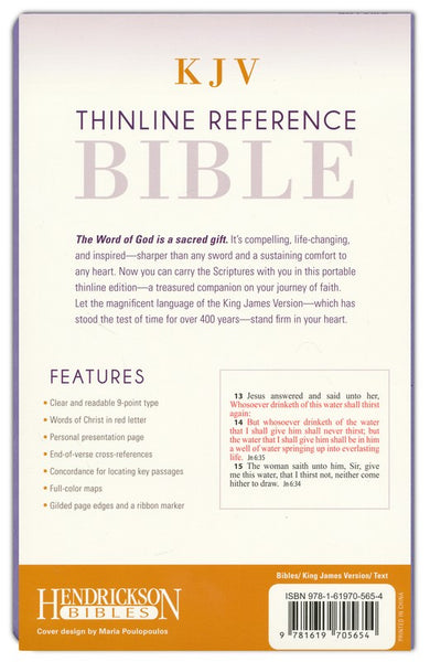 KJV Thinline Reference Bible, Lavender Flexisoft, Red Letter, 9-Point Type, Presentation Page, Cross-References, Concordance, Full-Color Maps