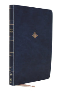 NKJV Center-Column Giant Print Reference Bible (Comfort Print)-Blue Leathersoft