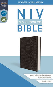 NIV Value Thinline Bible (Comfort Print) - Charcoal/Black Leathersoft