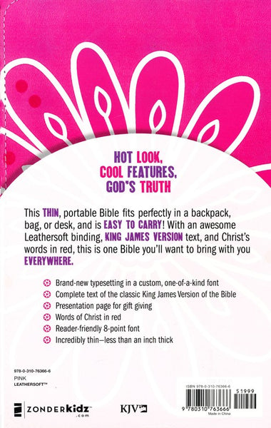 KJV Thinline Bible For Kids-Pink Leathersoft