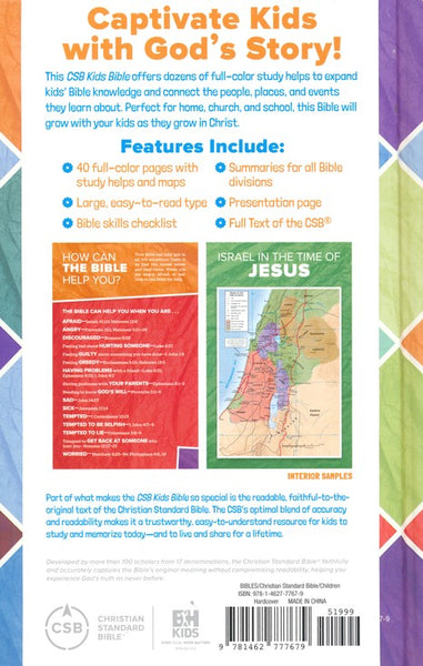 CSB Kids Bible, Hardcover, Red Letter, Presentation Page, Study Helps for Children, Full-Color Inserts and Maps, Easy-to-Read Bible Serif Type