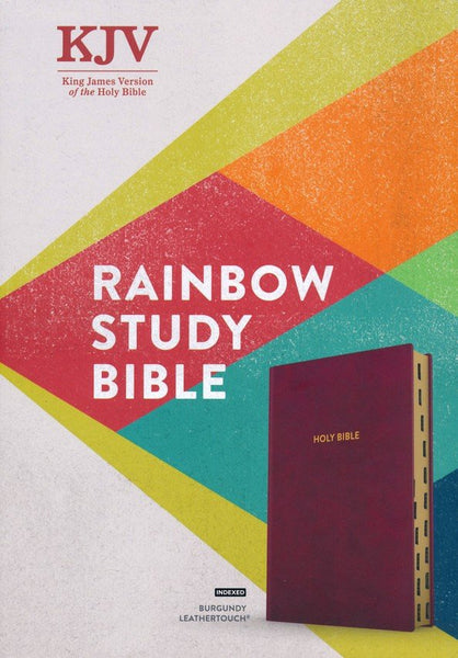 KJV Rainbow Study Bible-Burgundy LeatherTouch Indexed