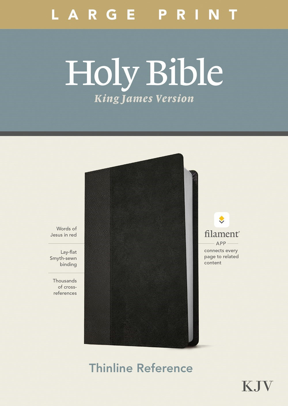 KJV Large Print Thinline Reference Bible/Filament Enabled Edition-Black/Onyx LeatherLike