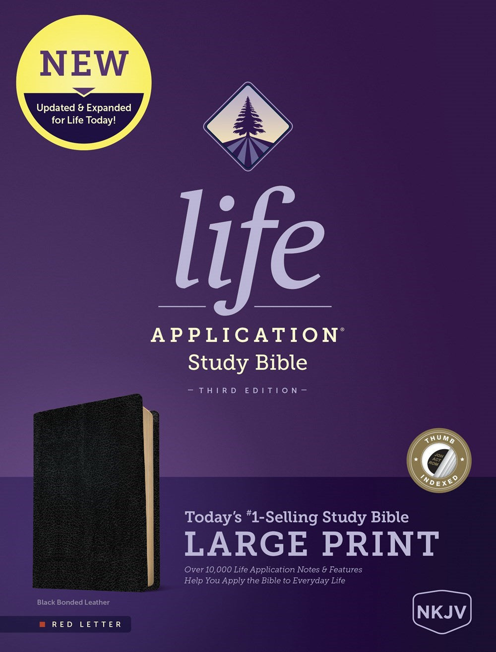 NKJV Life Application Study Bible/Large Print (Third Edition)-Black Bonded Leather Indexed