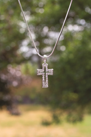 Necklace-Eden Merry-Pendant-Open Cross-Clear