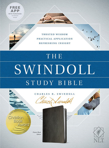 NLT Swindoll Study Bible-Classic Black LeatherLike