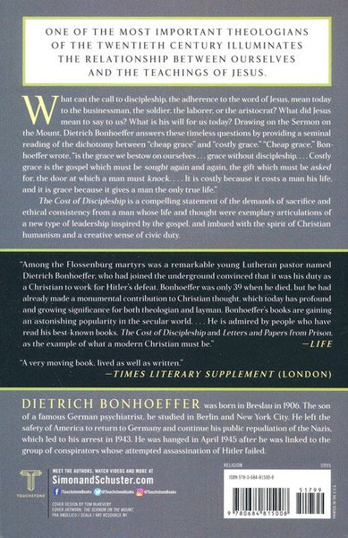 The Cost of Discipleship by Dietrich Bonhoeffer