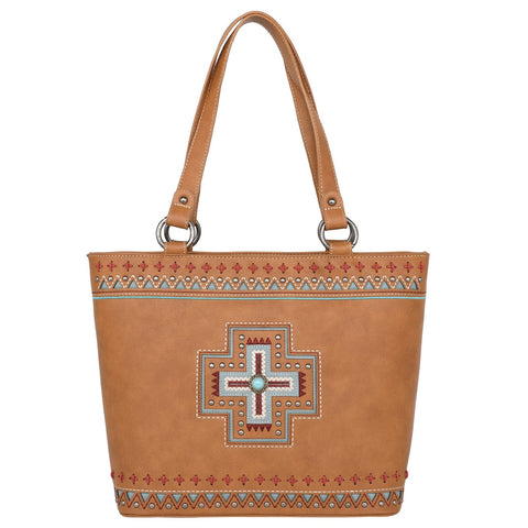 Tote-Aztec Cross (Concealed Carry)-Brown