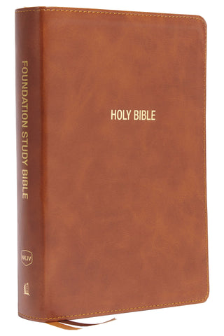 NKJV Foundation Study Bible/Large Print (Comfort Print)-Brown Leathersoft