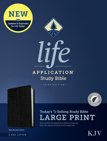 KJV Life Application Study Bible, Large Print, Third Edition - Black Bonded Leather Indexed | Over 10,000 Notes, Profiles, Maps, Charts