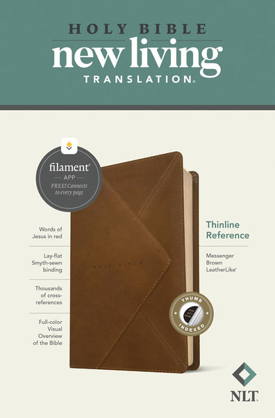 NLT Thinline Reference Bible Filament Enabled Edition-Messenger Brown LeatherLike Indexed