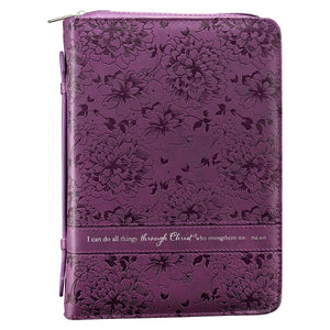 Bible Cover-Trendy Luxleather-Do All Things-Purple-LRG