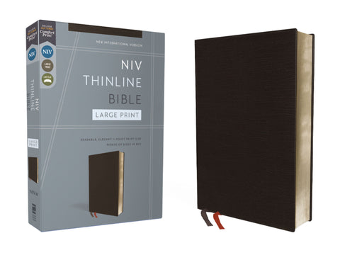 NIV Thinline Bible/Large Print (Comfort Print)-Black Bonded Leather