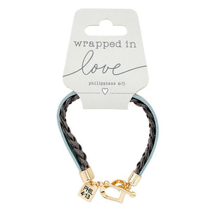 Bracelet-Wrapped In Love w/Heart Clasp-Light Blue