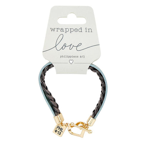 Bracelet-Wrapped In Love w/Heart Clasp-Light Blue