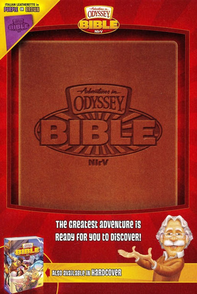 NIrV Adventures in Odyssey Bible (Brown Italian Leatherette): Fun and Engaging Exploration of God's Word with Devotionals, Trivia, and Comic Illustrations