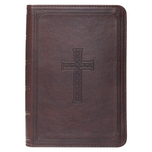 KJV Large Print Compact Bible-Dark Brown Faux Leather