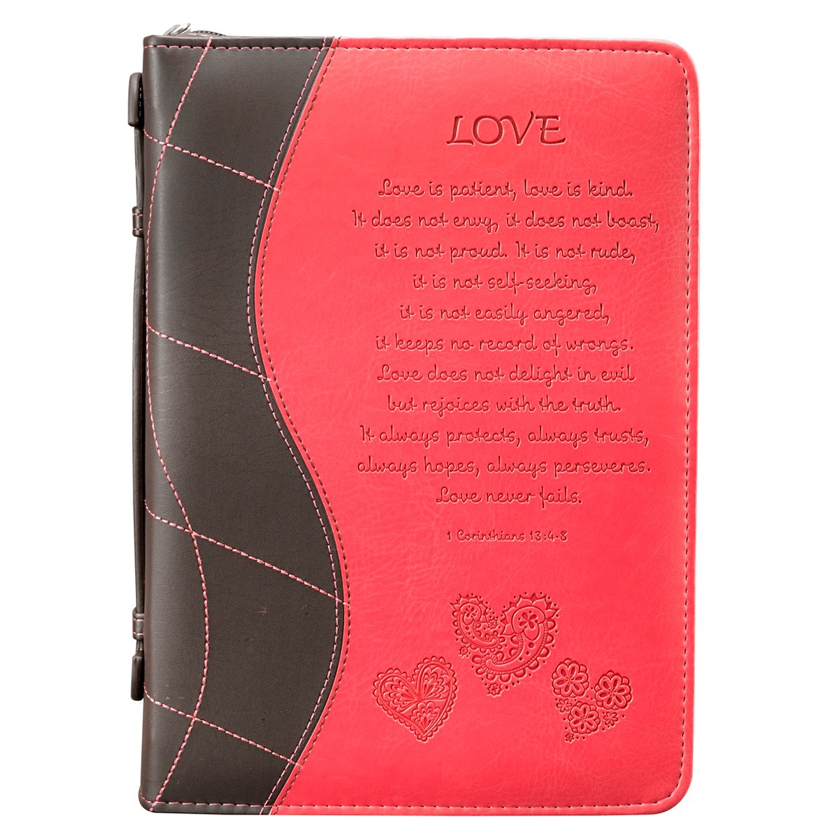 Bible Cover-Trendy Luxleather-Love-MED-Pink/Black