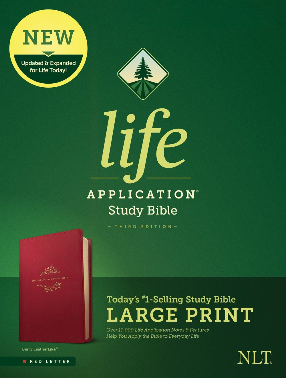 NLT Life Application Study Bible/Large Print (Third Edition) (RL)-Berry LeatherLike